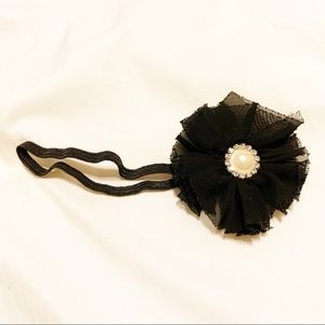 NWOT black chiffon flower headband